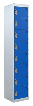 picture of QMP Tool Charging Locker - Solid Door - Standard Plug - 8 Compartment - Dark Blue - 1800H x 450W x 450D mm - [QM-BL1845458BSX]