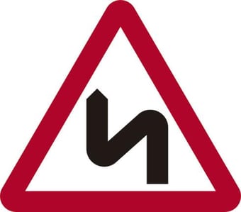 Picture of Spectrum 600mm tri. Dibond Double Bend Ahead Road Sign - Without Channel - SCXO-CI-14715-1