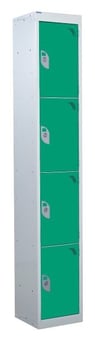 picture of QMP Tool Charging Locker - Solid Door - Standard Plug - 4 Compartment - Green - 1800H x 450W x 450D mm - [QM-BL1845454GSX]