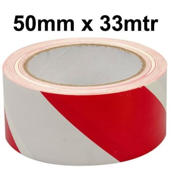 picture of Self Adhesive - 50mm x 33m - Red and White PVC Hazard Floor Marking Tape - [EM-5033RW50X3]