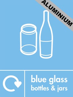 Picture of Recycling Signs - Blue Glass Bottles & Jars - 300 X 400Hmm - Aluminium - [AS-WR25-ALU]