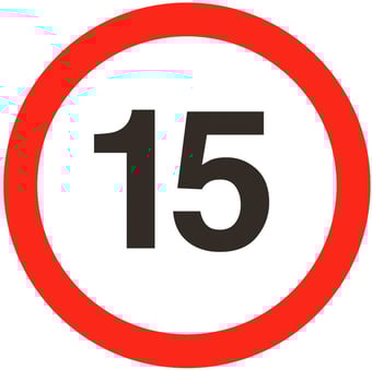 Picture of Traffic 15mph sign - Class 1 Ref BSEN 12899-1 2001 - 450mm Dia - Reflective - 3mm Aluminium - [AS-TR11-ALU]