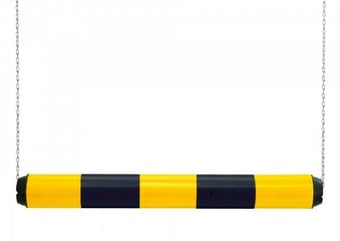 Picture of TRAFFIC-LINE Height Restrictor - Plastic with Suspension Chains - 100mm dia. x 1,000mmL - Black/Yellow Reflective Bands - [MV-302.22.967] - (LP)