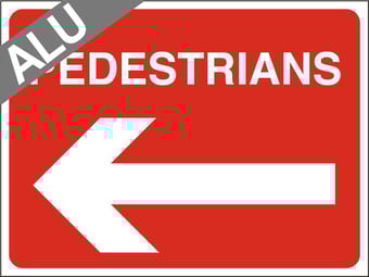 picture of Temporary Traffic Signs - Pedestrians Arrow Left - Class 1 Ref BSEN 12899-1 2001 - 600 x 450Hmm - Reflective - 1mm Aluminium - [AS-ZT13-ALU]