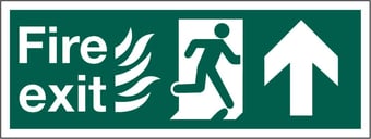 picture of Fire Exit Pointing North Sign - Complies With Hospital Technical Memorandum 65 - 400 x 150Hmm - Rigid Plastic - [AS-HTM7-RP]