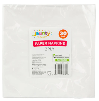 picture of Jaunty White Paper Napkins 2ply - 30pk - [OTL-321708]