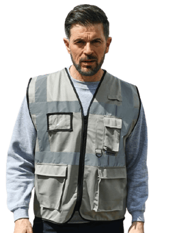 Picture of Korntex Convoy Grey Hi Vis Executive Multifunction Safety Vest - AP-KXEXECCG