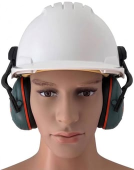 picture of Jsp Evo3 White vented Hard Hat With Sonis Compact Helmet Mounted Ear Defenders - [IH-EVO3WSONISC]
