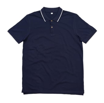 picture of Mantis The Tipped Organic Polo - Navy Blue/White - BT-M191-NWHT
