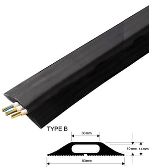 picture of Superior Black Floor Cable Tidy Protector - Best Quality Cover for Permanent Use - Fits 2/3 x 9mm Cable - Black - [VS-TYPE-B]