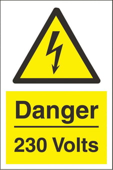 picture of Danger 230 Volts Sign LARGE - 200 x 600Hmm - Rigid Plastic - [AS-WA249-RP]