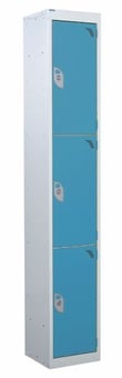 picture of QMP Standard Locker - 3 Compartment - Light Blue Doors - 1800H x 300W x 300D mm - [QM-LS1830303UXX]