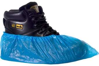picture of CPE Disposable Overshoe - 16" - Easy Slip of Shoe Cover - Blue - Bag of 50 Pairs - [ST-E16610]