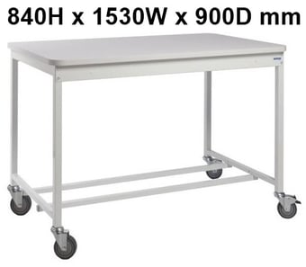 picture of QMP Mailroom Workbench - Mobile Open Bench - MFC Worktop - 840H x 1530W x 900D mm - [QM-MR841590PLMX]