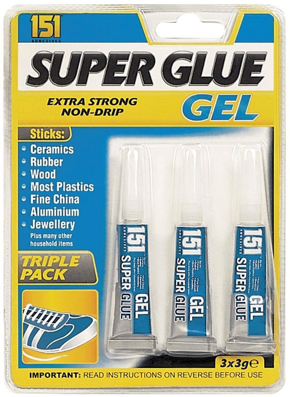151 Adhesives - Extra Strong Super Glue - 3g Tube - Pack of 3
