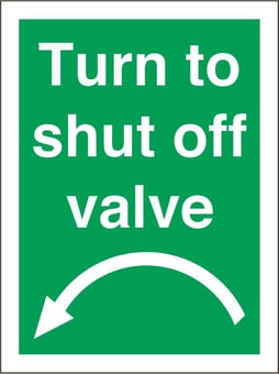 Picture of Tye Tags - Turn to Shut Off Valve Left - 150 X 200Hmm - Rigid Plastic - [AS-GC12-RP]