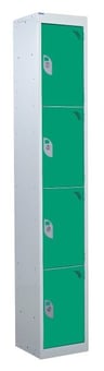 picture of QMP Tool Charging Locker - Solid Door - RCD Plug - 4 Compartment - Green - 1800H x 450W x 450D mm - [QM-BR1845454GSX]