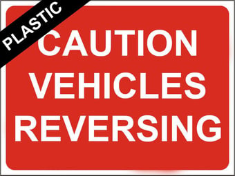 picture of Temporary Traffic Signs - Caution Vehicles Reversing - 600 x 450Hmm - Non Reflective - Rigid Plastic - [IH-ZT40-RP] - (MP)