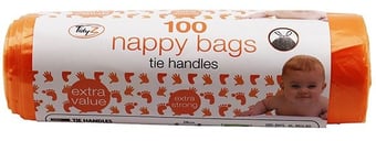 picture of TidyZ Extra Strong Nappy Bags On A Roll With Tie Handles - 100pc - [PD-B0475]