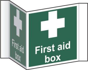 picture of Spectrum First Aid Box Projection Sign – RPVC 200mm Face – SCXO-CI-4462