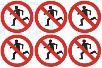 picture of Safety Labels - No Running Symbol (24 pack) 6 to Sheet - 75mm dia - Self Adhesive Vinyl - [IH-SL23-SAV]