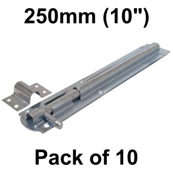 picture of ZP Straight Tower Bolt - 250mm (10") - Pack of 10 - [CI-DB114L]