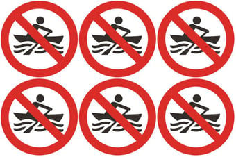 picture of Safety Labels - No Rowing Symbol (24 pack) 6 to Sheet - 75mm dia - Self Adhesive Vinyl - [IH-SL22-SAV]