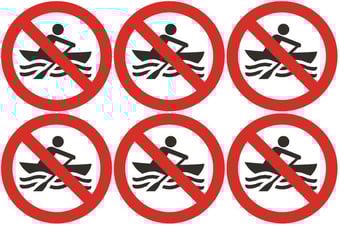 picture of Safety Labels - No Rowing Symbol (24 pack) 6 to Sheet - 75mm dia - Self Adhesive Vinyl - [IH-SL22-SAV]