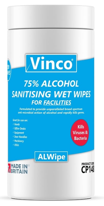 Vinco-ALWipe Alcohol Wipes For Facilities - 200 White Wipes - [HCI-CP148]