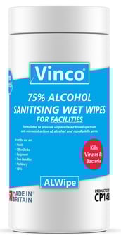 picture of Vinco-ALWipe Alcohol Wipes For Facilities - 200 White Wipes - [HCI-CP148]