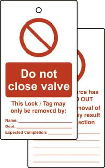 Picture of Spectrum Lockout tags - Do not close valve - (Double sided 10 pack) - SCXO-CI-LOK077