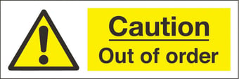 Picture of Caution Out of Order Sign LARGE - 600 x 200Hmm - Rigid Plastic - [AS-WA97-RP]