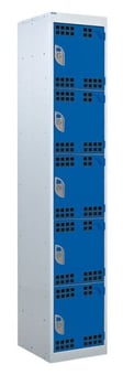 picture of QMP Tool Charging Locker - Perforated Door - RCD Plug - 5 Compartment - Dark Blue - 1800H x 450W x 450D mm - [QM-BR1845455BPX]