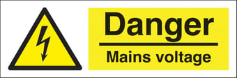 picture of Danger Mains Voltage Sign - 300 x 100Hmm - Rigid Plastic - [AS-WA36-RP]