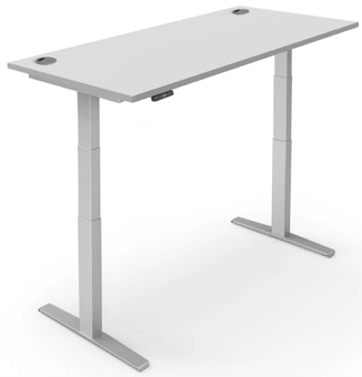 picture of Yo-Yo DESK PRO 2+ Silver Frame with Light Grey Desk Top - YYO-YD-PRO-2P-S/1200700GRY