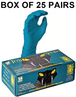 picture of Teal Green Mamba Latex Disposable Gloves - Box of 25 Pairs - FD-BX-TMG