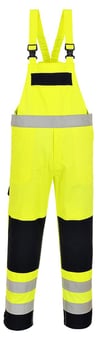 picture of Portwest - Hi-Vis Yellow/Navy Multi-Norm Bib and Brace Trousers - PW-FR63YNR