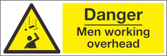 picture of Danger Men Working Overhead Sign - 600 x 200Hmm - Rigid Plastic - [AS-WA121-RP]