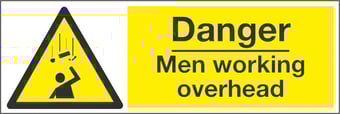 Picture of Danger Men Working Overhead Sign - 600 x 200Hmm - Rigid Plastic - [AS-WA121-RP]