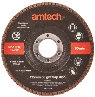picture of Amtech 60 Grit Flap Disc - 115mm - [DK-V0300]