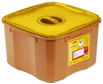 picture of WoodSafe Sharps Bin Lid And Screw Fit Cap - 25 Litre - Brown - [BE-CM0926]