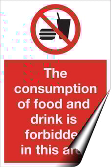 picture of Food and Drink Forbidden Area Sign - 200 x 300Hmm - Self Adhesive Vinyl - [AS-PR99-SAV]