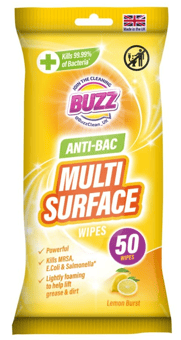 picture of Buzz Multi Surface Anti Bac Wipes Lemon - 50 Pack - [OTL-321592]