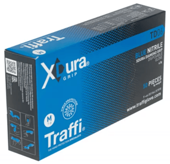 Picture of TraffiGlove TD06 X-Dura Grip Nitrile Disposable Glove Blue - Box of 25 Pairs - TS-TD06