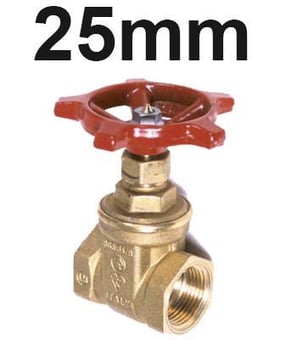 picture of Gate Valve - 25mm - Brass Body with Red Handle - [HS-BGV25]