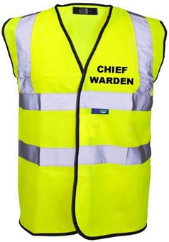 Picture of Value Chief Warden Printed Front and Back in Black - Yellow Hi Visibility Vest - ST-35241-CW