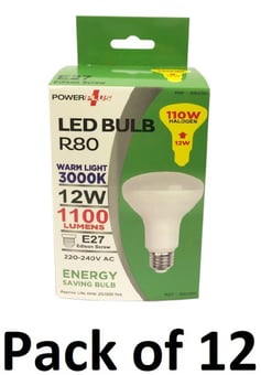 picture of Power Plus - 12W - E27 Energy Saving R80 LED Bulb - 1100 Lumens - 3000k Warm White - Pack of 12 - [PU-3502]
