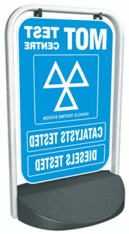 picture of Swinger Pavement Forecourt Sign - MOT Catalysts and Diesels Tested - 500 x 750mm - [PSO-PSS7750-13-6]