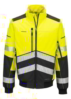 picture of Portwest EV468 - EV4 Hi-Vis Softshell Bomber 3L - Yellow/Black - PW-EV468YBR