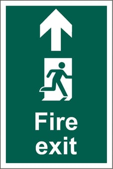 picture of Fire Exit Sign - Arrow Up - Complies to BS 5499 (Part 4) 2000 - 200 x 300Hmm - Rigid Plastic - [AS-SA132-RP]